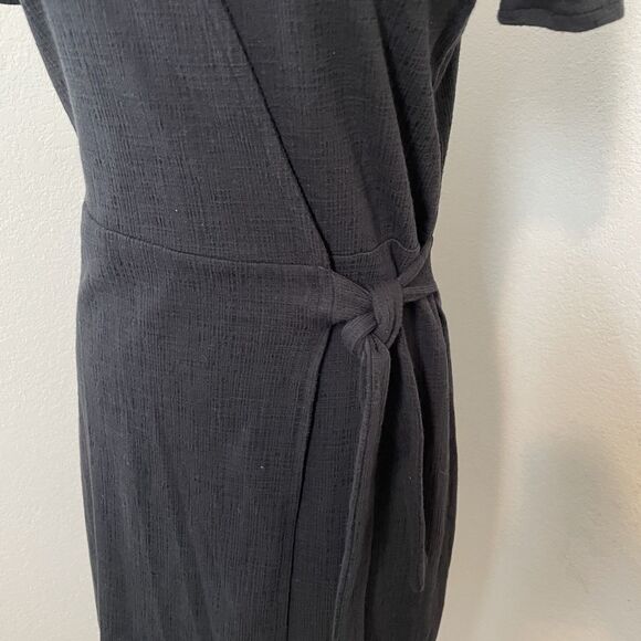 J Crew Womens Wrap Dress Size S Black Short Sleeve Minimalist Neutral Solid - Picture 3 of 10